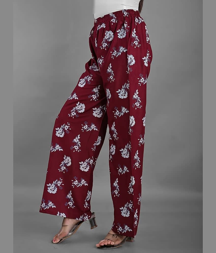 Apratim - Maroon Rayon Straight Women's Palazzos ( Pack of 1 ) view 2