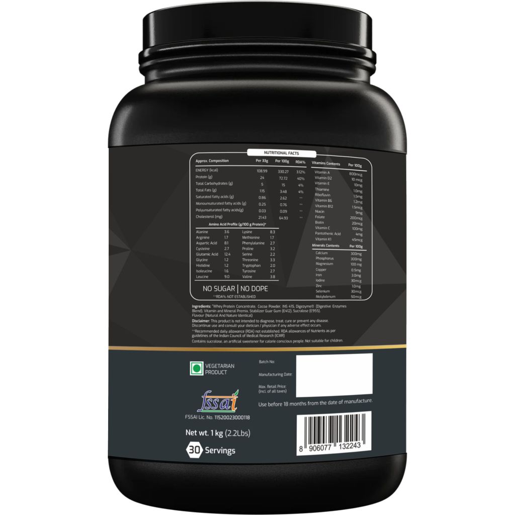 PRO-TEENO Passion Series Whey Protein | 24 gm Protein in 33 gm Serving Scoop | Zero Added sugar | Powder Supplement | Chocolate Delicia - 30 Serving, 1 kg/2.2 lb view 2