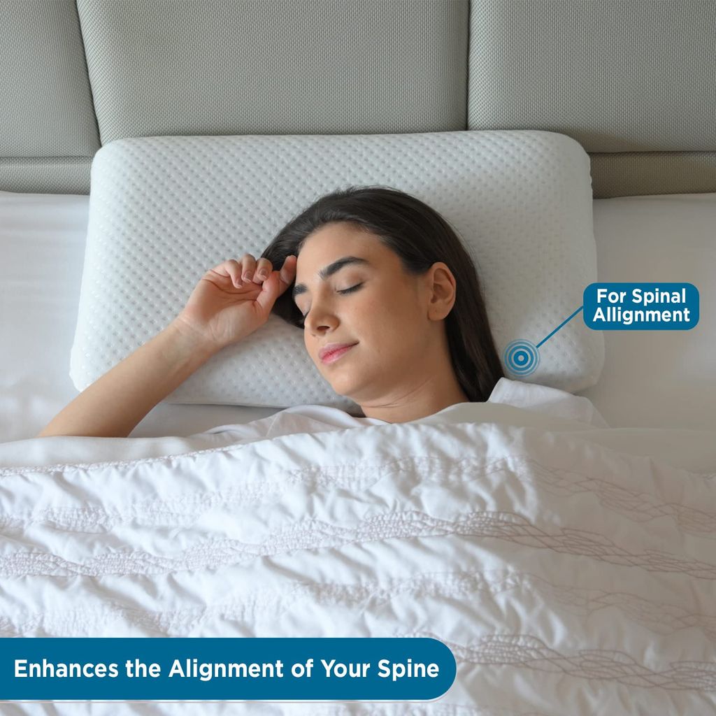 Sleepsia Memory Foam Pillow - Standard Cervical Orthopedic Pillow for Shoulder and Neck Pain (Regular, Pack of 1) view 2