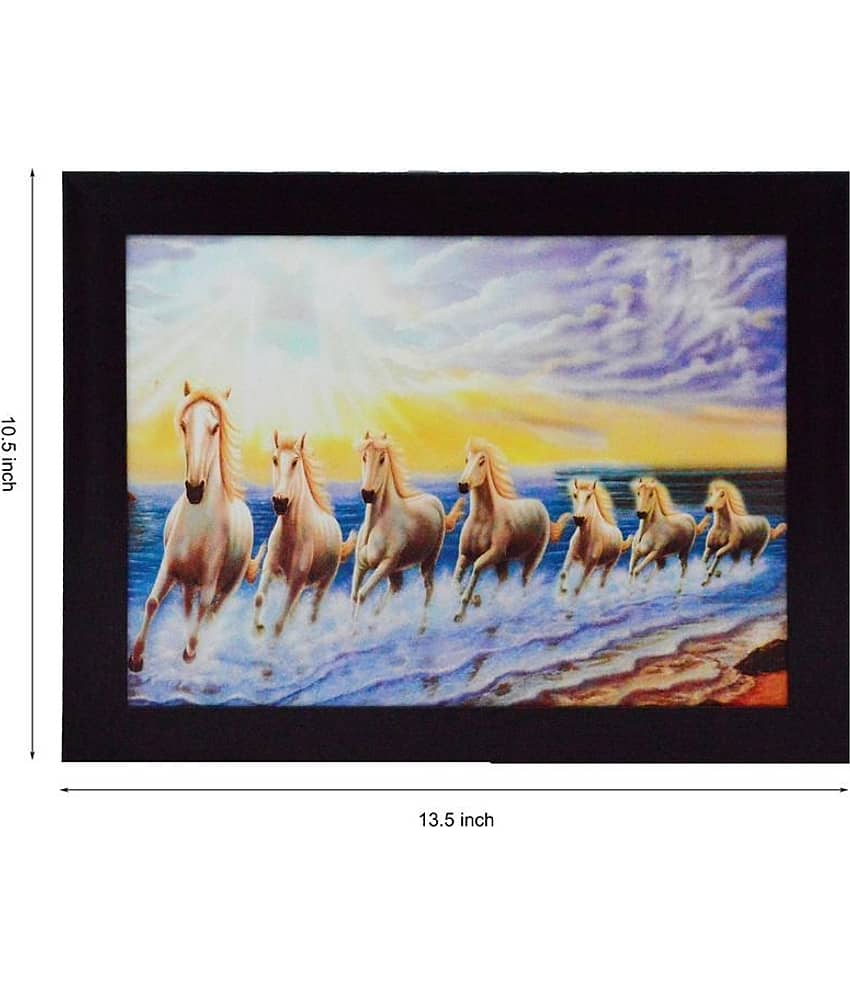 eCraftIndia Blue & Brown Running Lucky Horses Satin Matt Texture UV Wall Arts view 2