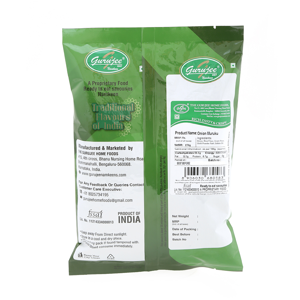 Gurujee Namkeen Onion Muruku, 150 gm view 2