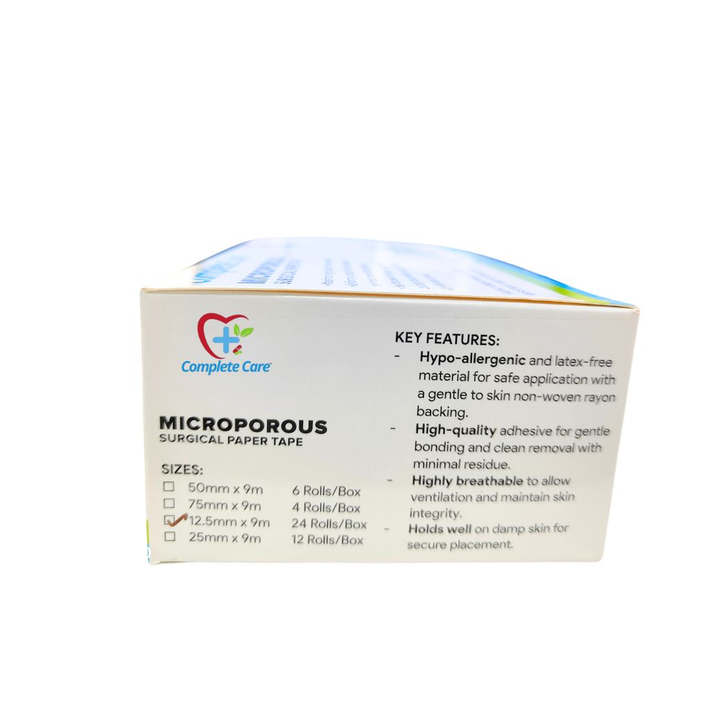 Complete Care Microporous Surgical Paper Tape 1/2 Inch x 9 Meter, Breathable & Skin-Friendly, Medical-Grade Adhesive, 24 Rolls In Each Pack view 2