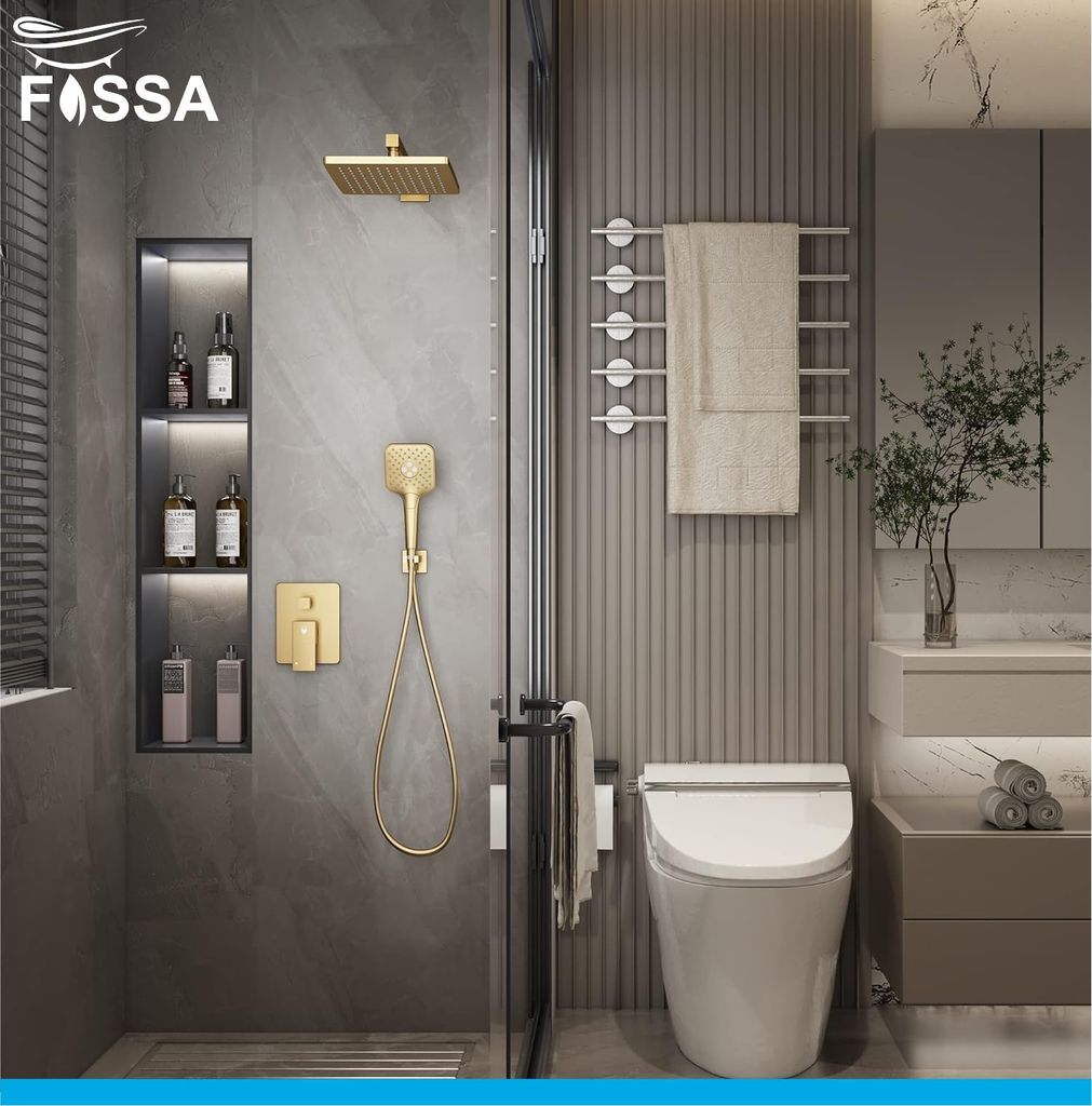 8 Inch Rainfall Square Overhead Shower Rose Gold With Arm (18 Inch Arm) view 2