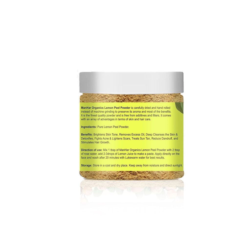 ManHar Organics Lemon Peel Powder 100gm Jar | Pure & Natural | Skin Brightening, Oil Control & Tan Removal | Herbal Face & Hair Care view 2