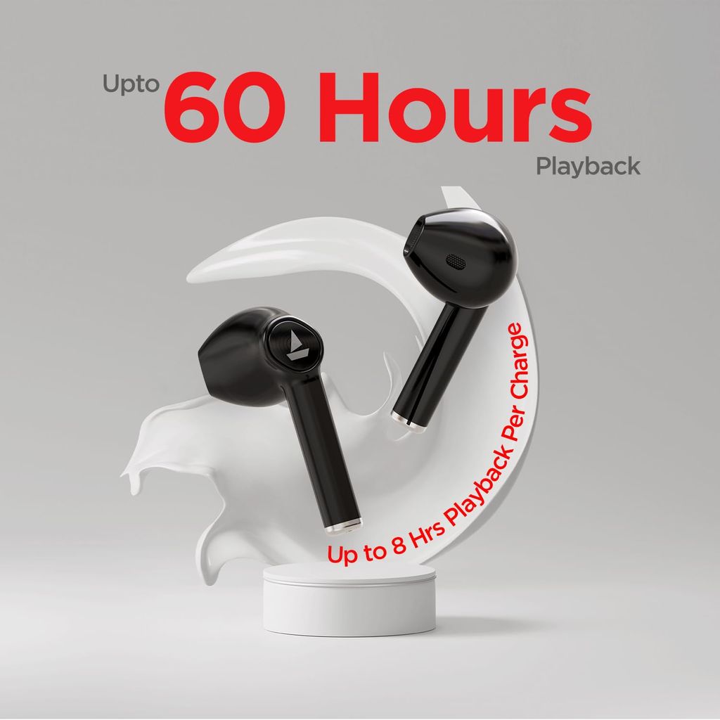 Boat Airdopes 131/8 with 60 Hrs Playback, ASAP Charge Truly Wireless Bluetooth in Ear Earbuds with Mic (Active Black) view 2