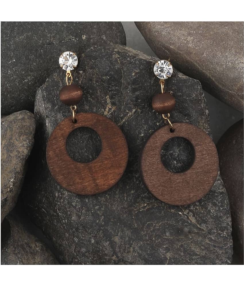 Silver Shine - Brown Drop Earrings ( Pack of 1 ) view 2