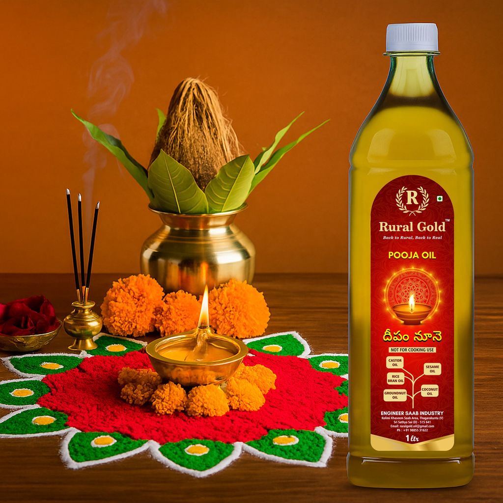 Rural Gold 100% Pure Cold Pressed Deepam Oil, 1 LTR