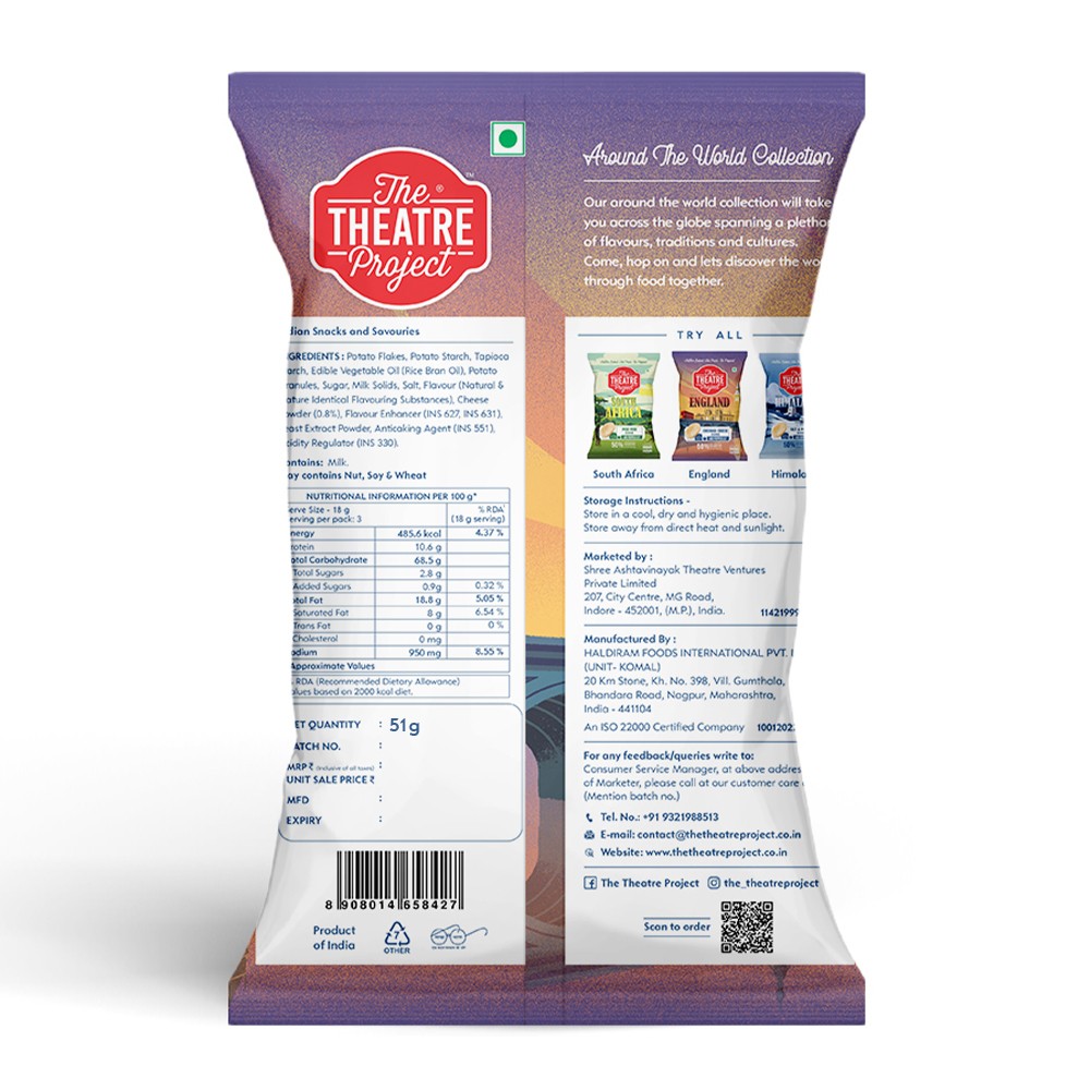 TTP Air Popped Chips - England Cheddar Cheese - 51 gms - Pack of 6 view 2