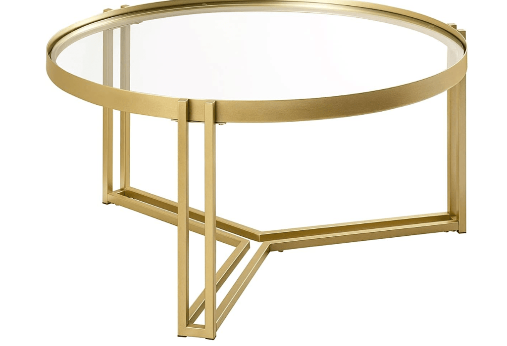 Next Bey Tea Table For Living Room With Gold Finish and GlassTop view 2