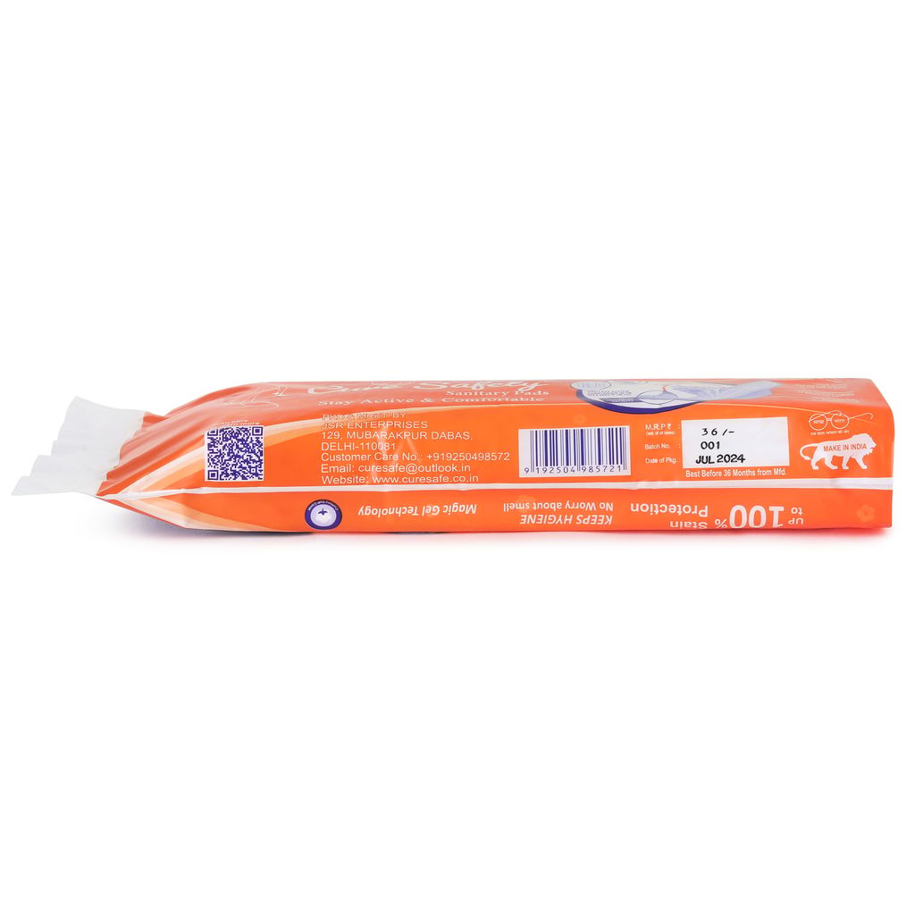 Cure Safely Extra Large Sanitary Pads with Wings, 280mm, Pack of 40 view 2