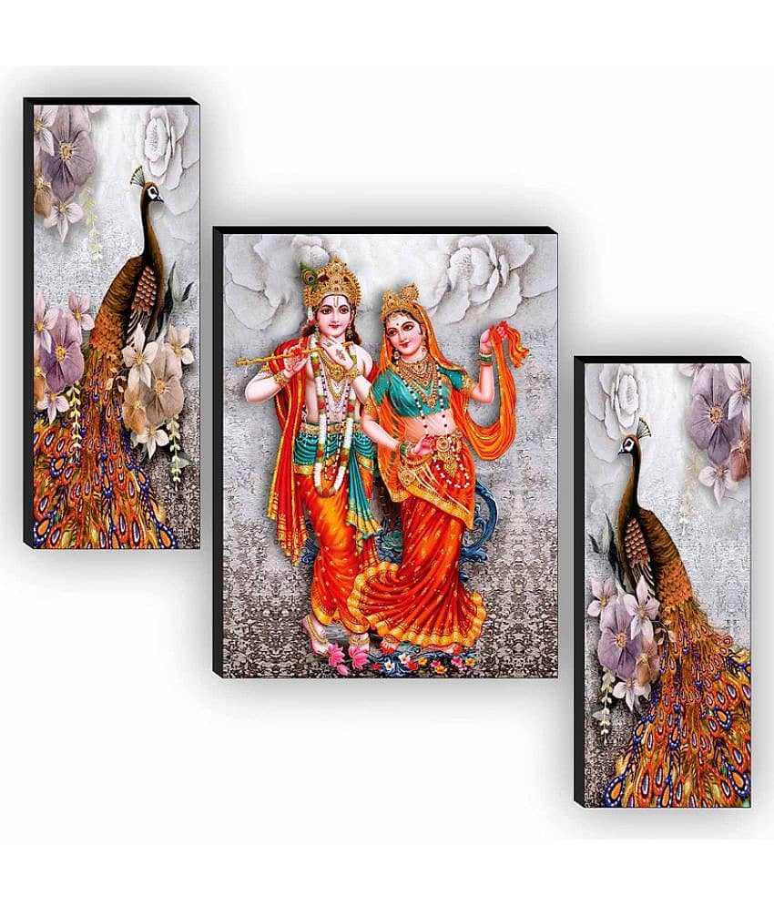 Saf radha krishna with couple peacock modern art MDF Painting Without Frame view 2