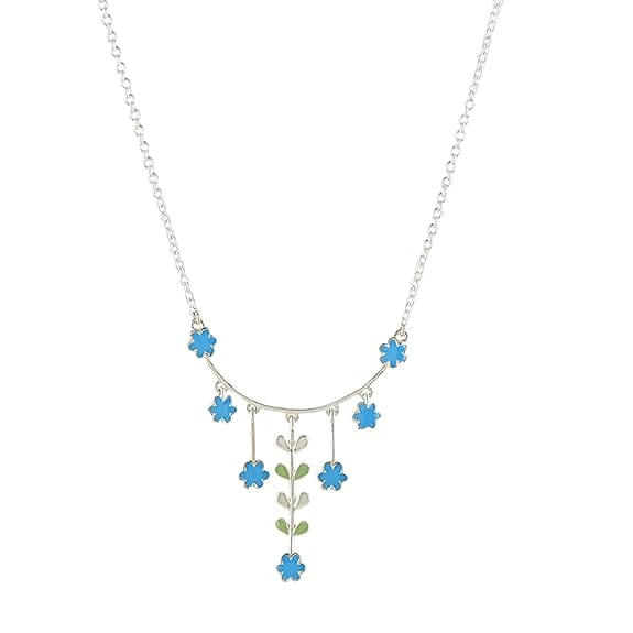 Vijayshree Sovani Designs 92.5 Sterling Silver Turquoise Bloom Necklace Earrings Set | 925 Silver Neckpiece for Women & Girls | Special Unique Gifts for Her view 2