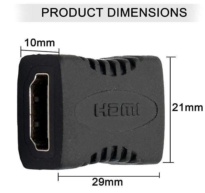 HDMI Female to Female Type-A Coupler Extender | Converter for HDTV, TV Stick, Chromecast, Laptop, Projector view 2