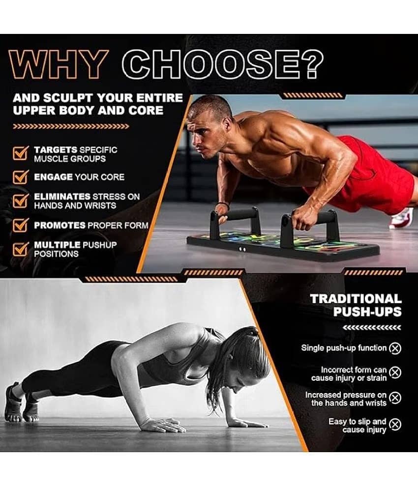 HORSE FIT Push Up Board -with 14-in-one Muscle Toning System, Multifunctional Color Coded Foldable Push up Board for Body For Man & Women view 2