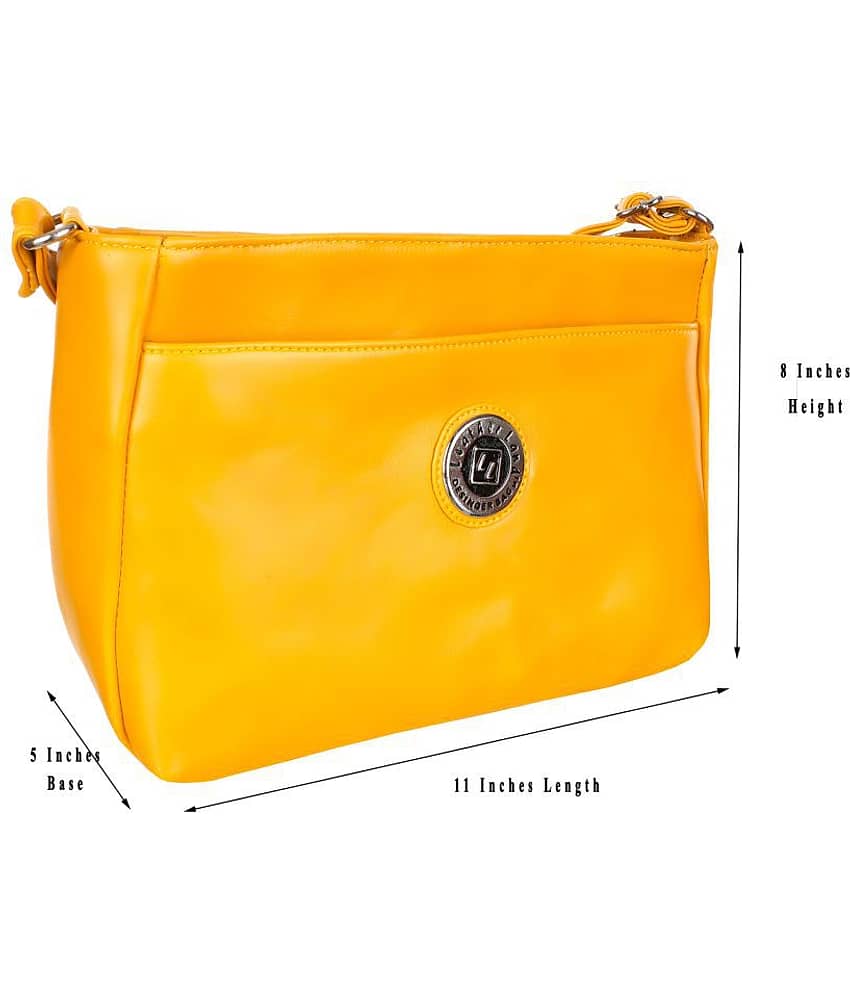 Leather Land Yellow Faux Leather Sling Bag view 2