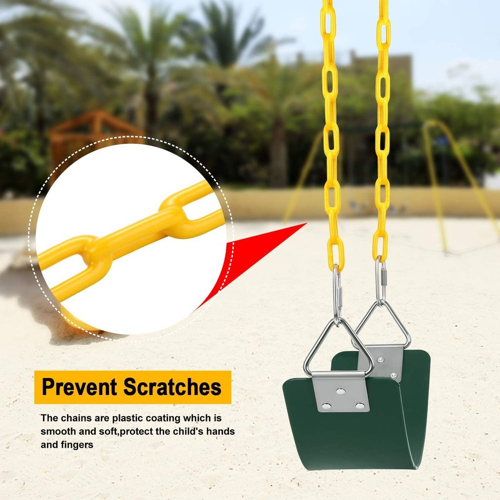 REZNOR Heavy Duty Flexible Swing Seat with Metal Triangle Ring, Anti-Rust Chain Set for Kids & Adults, Playground, Jungle & Gym view 2