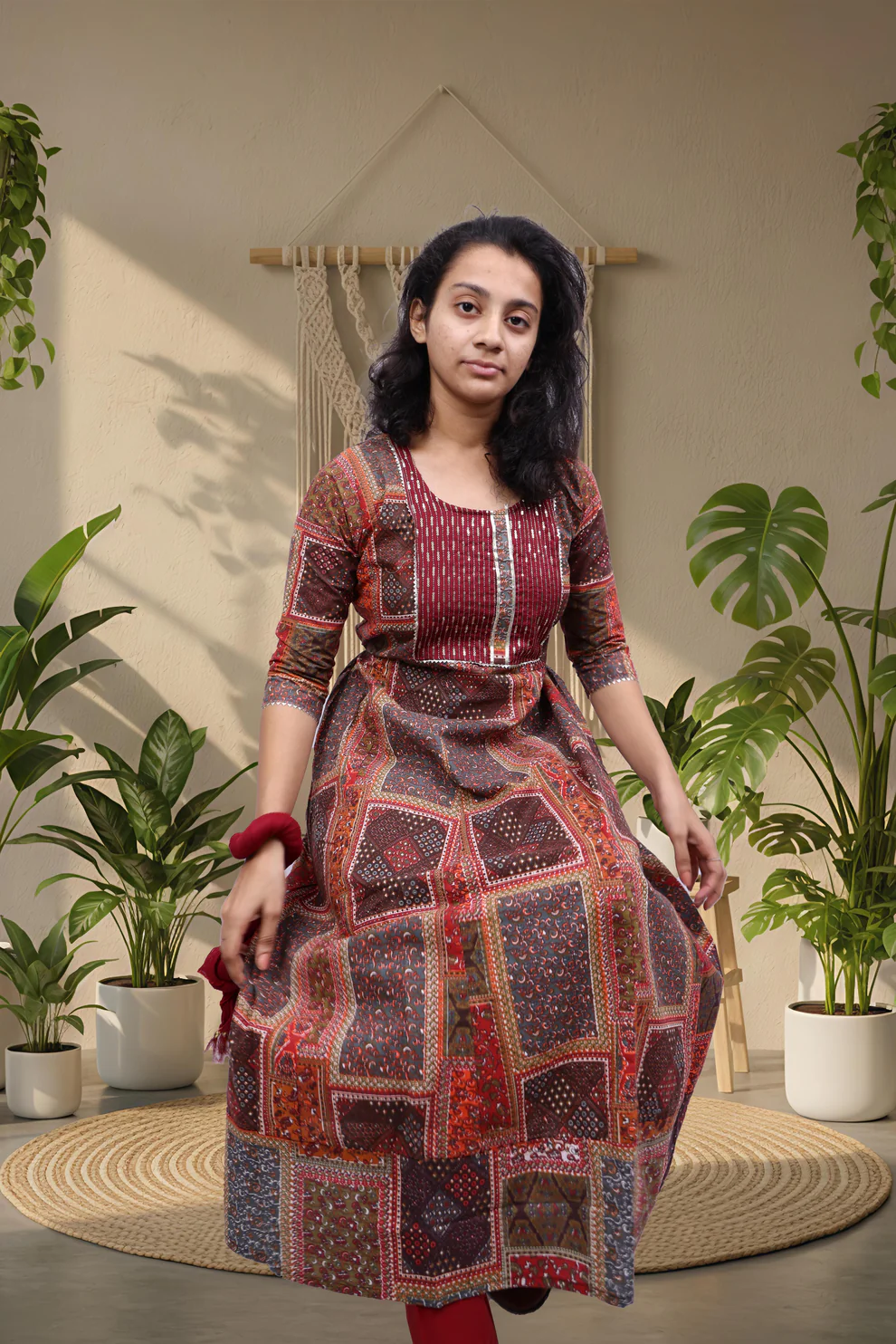PickCell Triveni Sangam Embroidery Cotton Kurti with Pyajama and Dupatta view 2