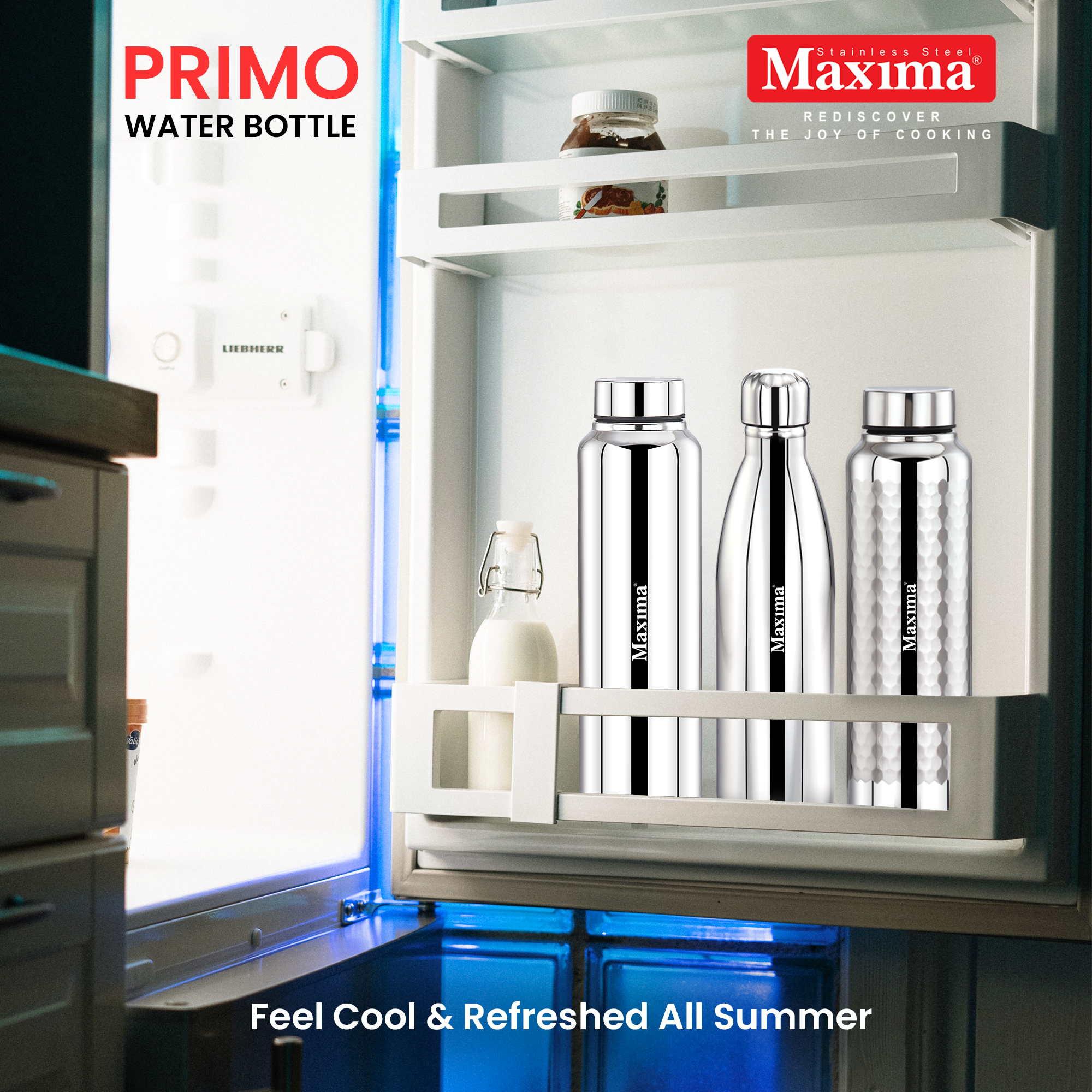 MAXIMA Primo Stainless Steel Water Bottle - 500ml | 100% Leak-Proof | BPA-Free, Ideal for Office, Gym, and Travel | Stylish Design | Pack of 1 view 2