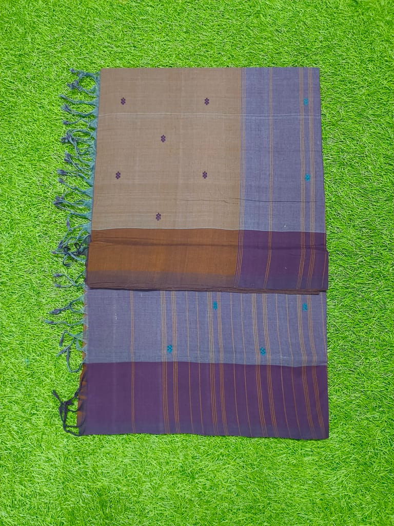 MORI HANDLOOMS COTTON STRIPED BUTTA SAREE view 2