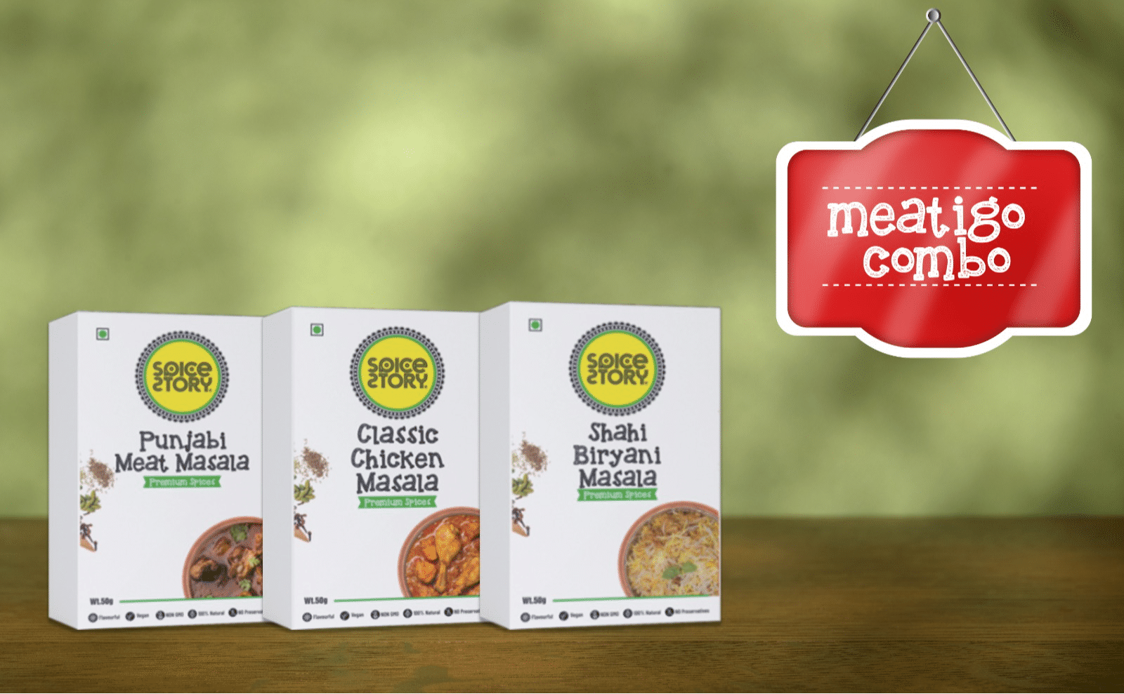 Spice Story Meatigo Combo Pack, 3 Exotic spice Blends for Non veg cooking - Classic Chicken Masala, Punjabi Meat Masala, Shahi Biryani Masala,