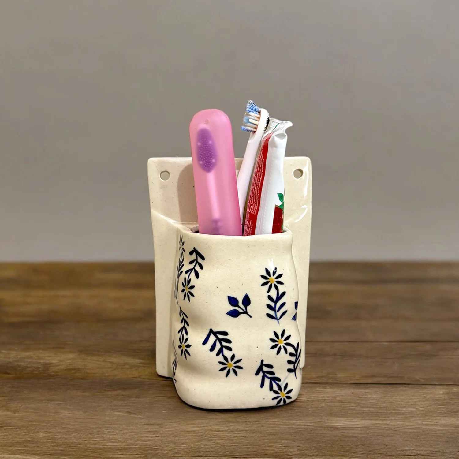 Ceramic Hanging Beige Multipurpose Holder Stand view 2