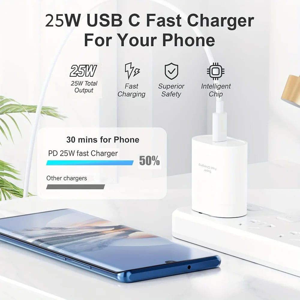 Super Fast Charging Wall Charger with USB-C Cable view 2