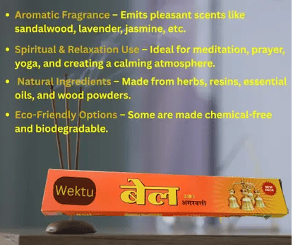 WEKTU Bell Three in 1 Agarbatti10PC/1Chandan Tikka/Pure Herbal/19 Rose, Sandal:Jasmine (10 Units, Set of 10) view 2