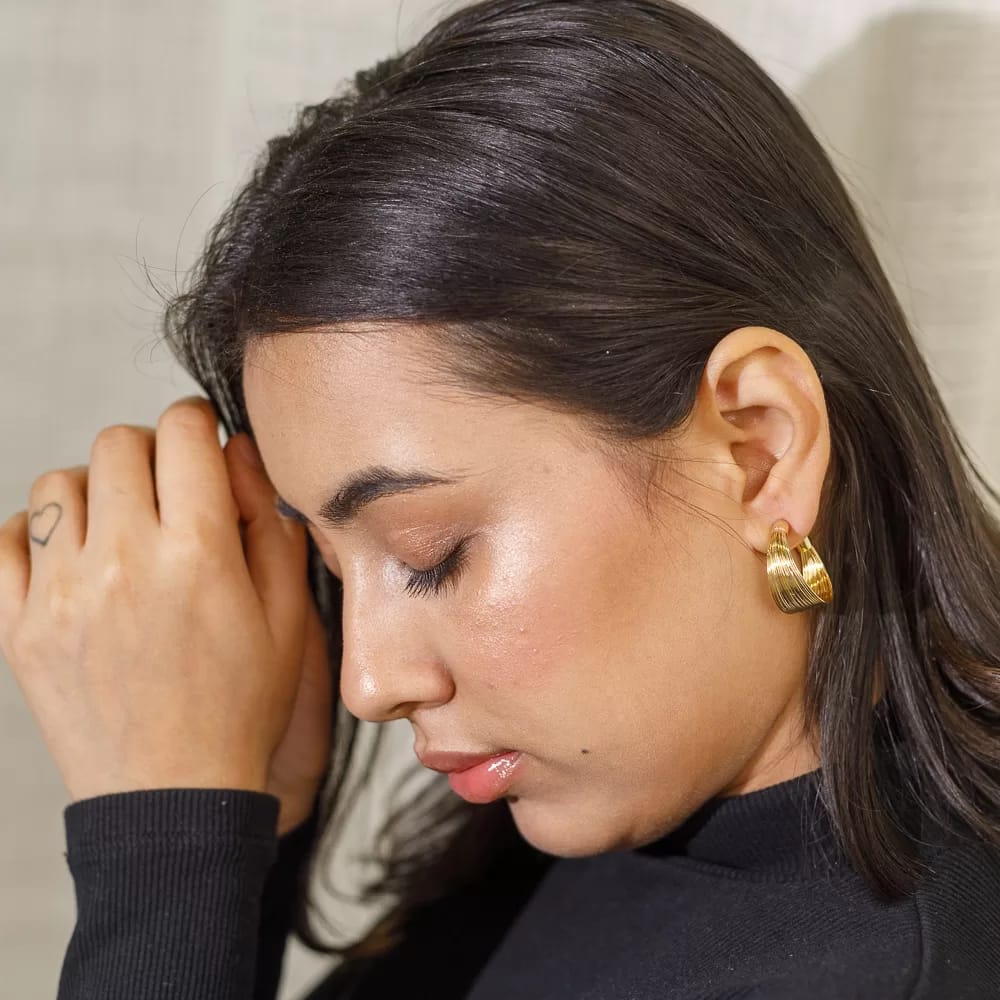 Gold-Plated Brass Hoop Earrings view 2