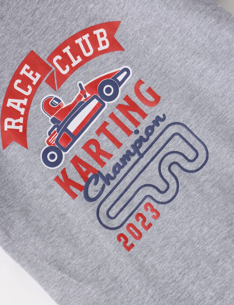 Boys T shirt Cotton Grey Heather Mélange Race Club Karting view 2