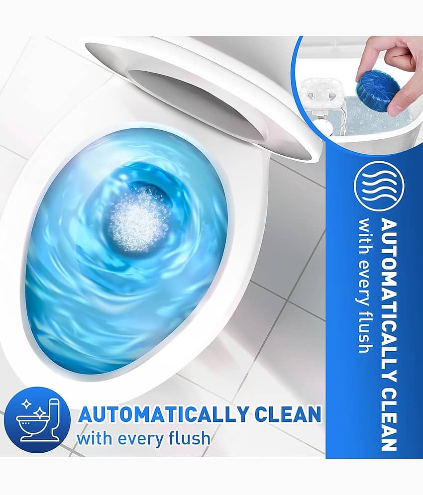 Overalza Automatic Flush Toilet Bowl Cleaner Tablets, Bathroom Toilet Tank Cleaner, Powerful Cleaning Ball Toilet Blue Deep Clean Bubbles Pack of 10 Tablets view 2