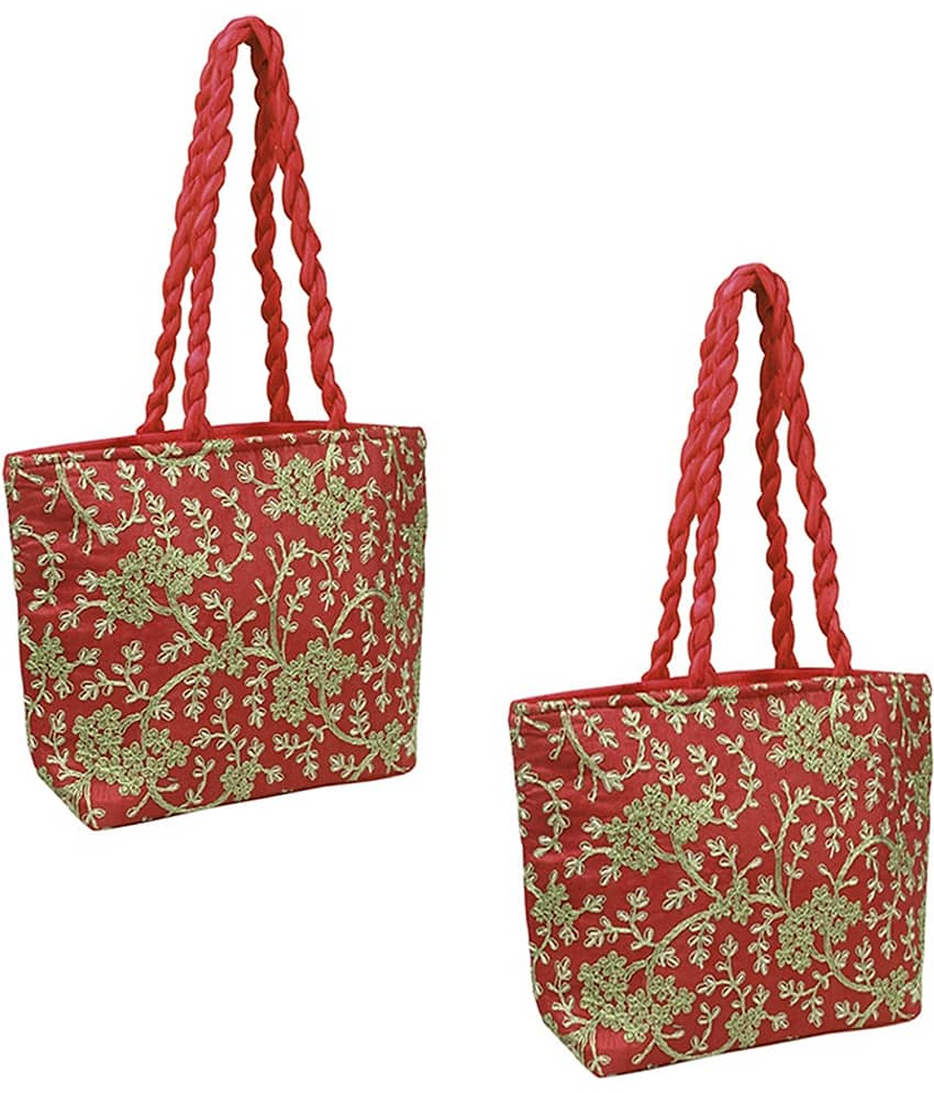 PrettyKrafts Gold Shopping Bags - 2 Pcs