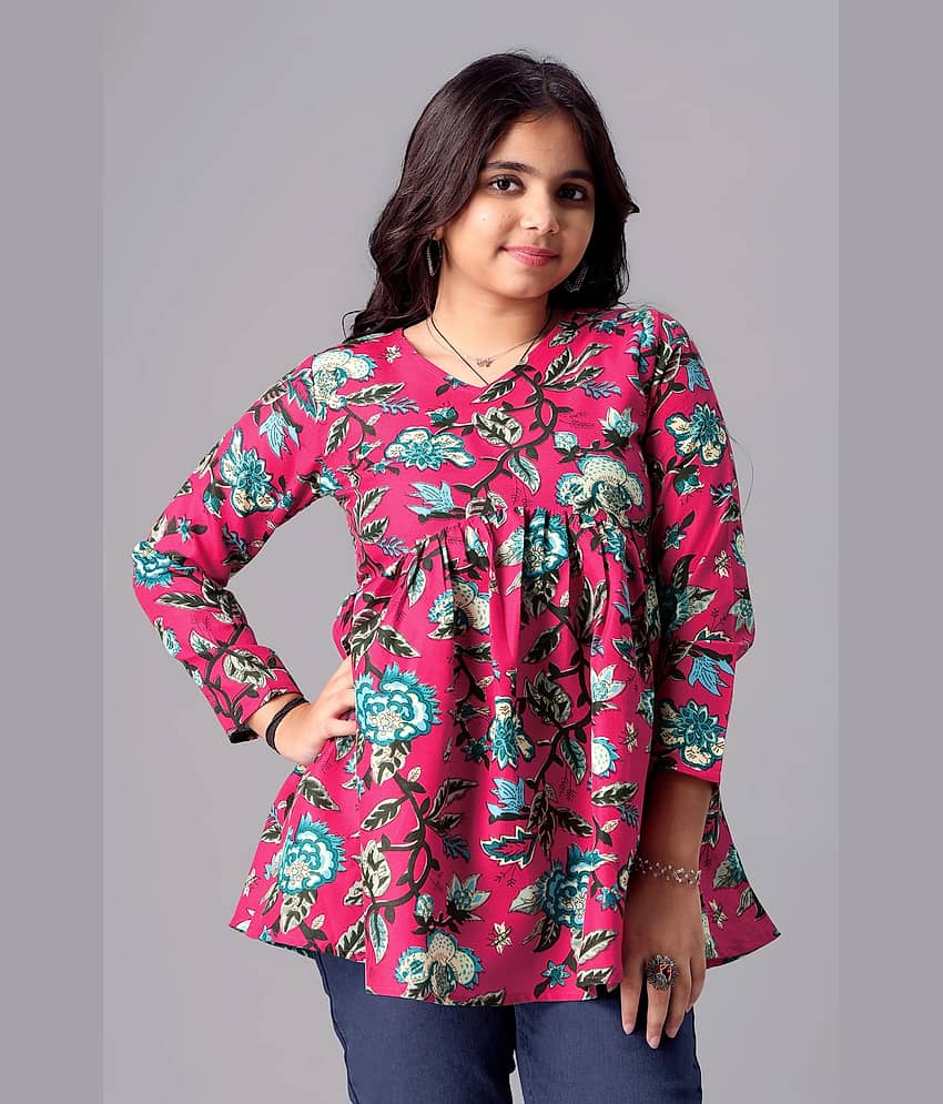 Aarya Designer Pack of 1 Girls Cotton Blend Top ( Yellow ) view 2