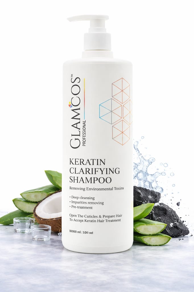 Glamcos Professional Keratin Clarifying Pre Shampoo | Deep Cleansing & Detox Shampoo | Removes Environmental Toxins & Impurities | Prepares Hair for Keratin Treatment | Salon Professional Use – 1000ml view 2