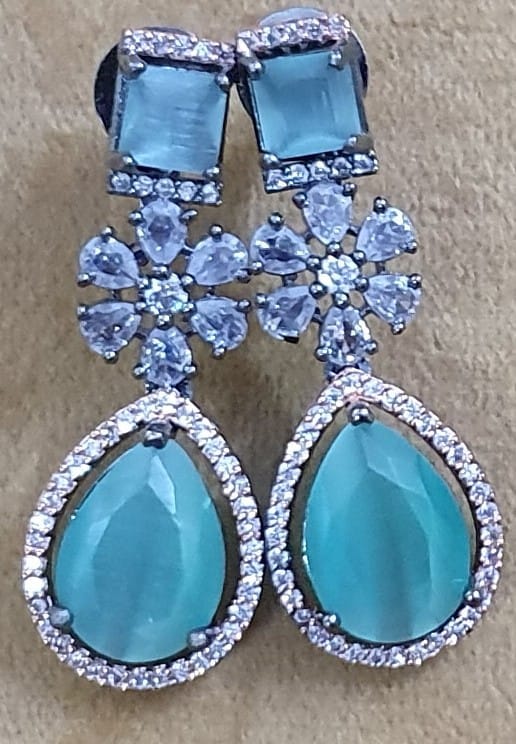 American Diamond With Stone work Beautiful Party wear Earrings view 2