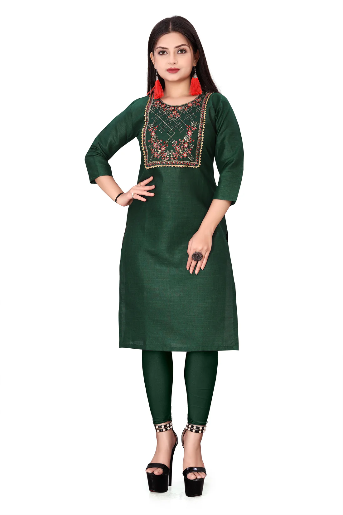 Women's Embroidery Cotton Slub Kurti view 2
