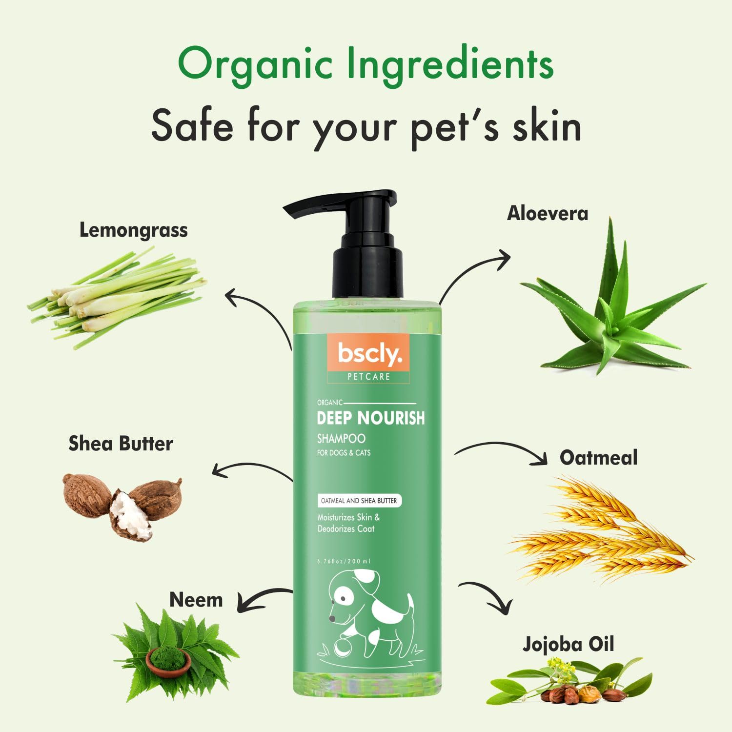 Bscly Deep Nourish Dog Shampoo with Oatmeal & Shea Butter | Dog Shampoo for Pomeranian, Shih tzu Puppy, German Shepherd, Labrador & Golden Retriever, Dogs Shampoo, 200 ml view 2