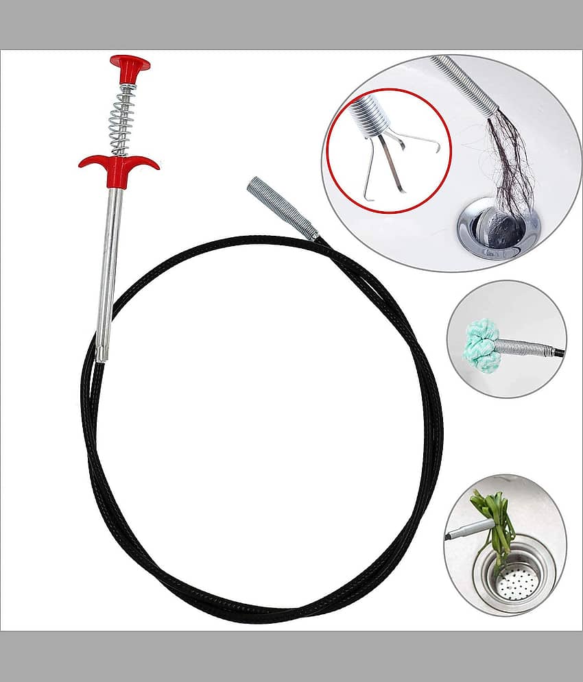 Kotak Sales 160CM Drain Pipe Cleaning Spring Stick Hair Catching Flexible Steel Wire Sewer Sink Tub Dredge Blockage Dust Remover Rod Kitchen Bathroom Drainage Pipe Clog Cleaner Remover Tool (5Ft) view 2