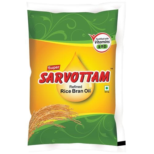 Super Sarvottam Refined Rice Bran Oil, Fortified With Vitamins A & D, 1 L view 2