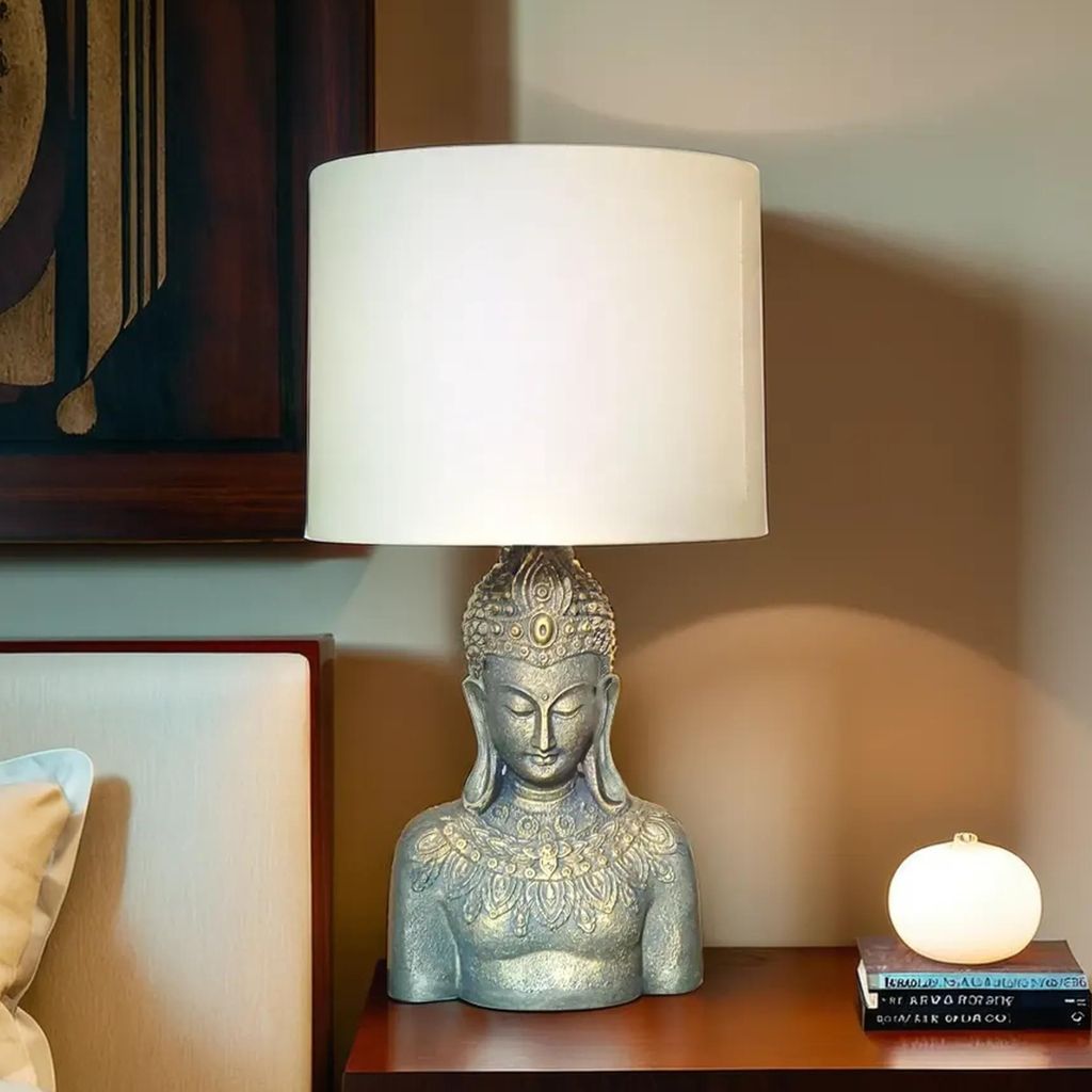 Rustic Bejeweled Divine Buddha lamp Showpiece view 2