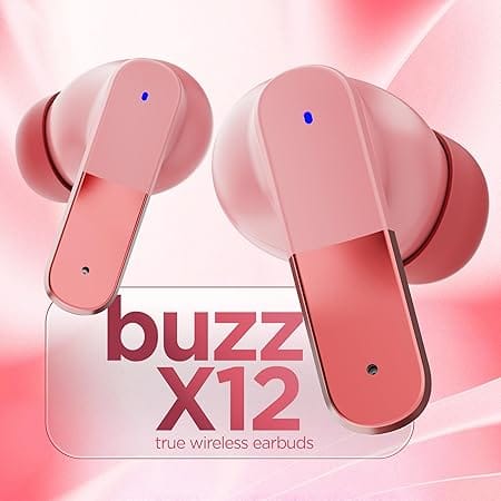 Dubstep Buzz X12 TWS Earbuds, 60H Playtime, Bluetooth 6.0 Wireless Earbuds with ENC Noise Cancellation, Type-C Fast Charging (Pink) view 2