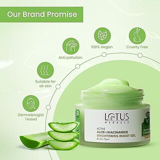 Lotus Herbals Active Aloe + Niacinamide Brightening Boost GelParaben Free All Skin Types50Gm ( Pack Of 2 ) view 2