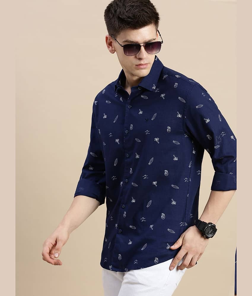 Showoff Cotton Blend Regular Fit Printed Full Sleeves Men's Casual Shirt - Navy Blue ( Pack of 1 ) view 2