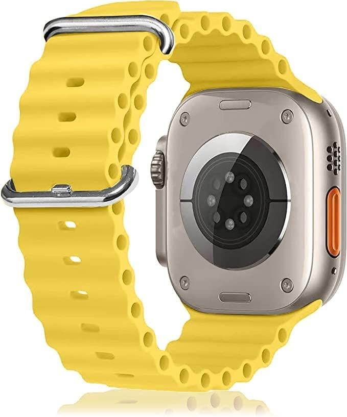 Exelent Flexible Silicone Ocean Sport Bands Compatible With Watch For Men Women Yellow 42 MM 44 MM 45 MM 49 MM view 2