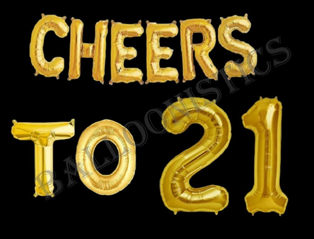 Cheers to Twenty One Foil Balloon Combo Number 21 Foil Balloon for Birthday and Anniversary view 2