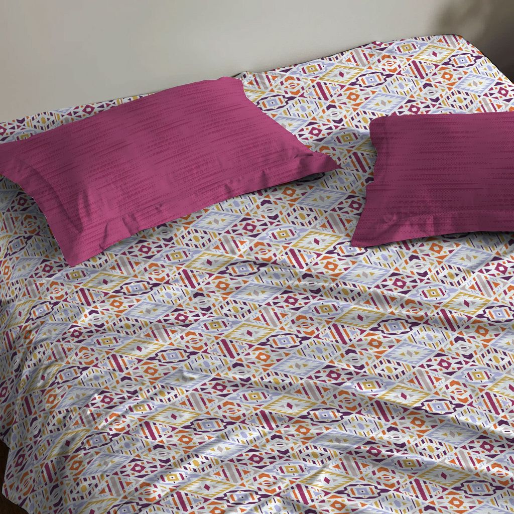 Trident Queen Sheet Set, 100% Cotton, 144 Thread Count, Queen Size Bedsheet Set with 2 Pillow Covers, Superior Softness, Oeko-Tex Certified, Dusk and Down Bedsheets Collection view 2