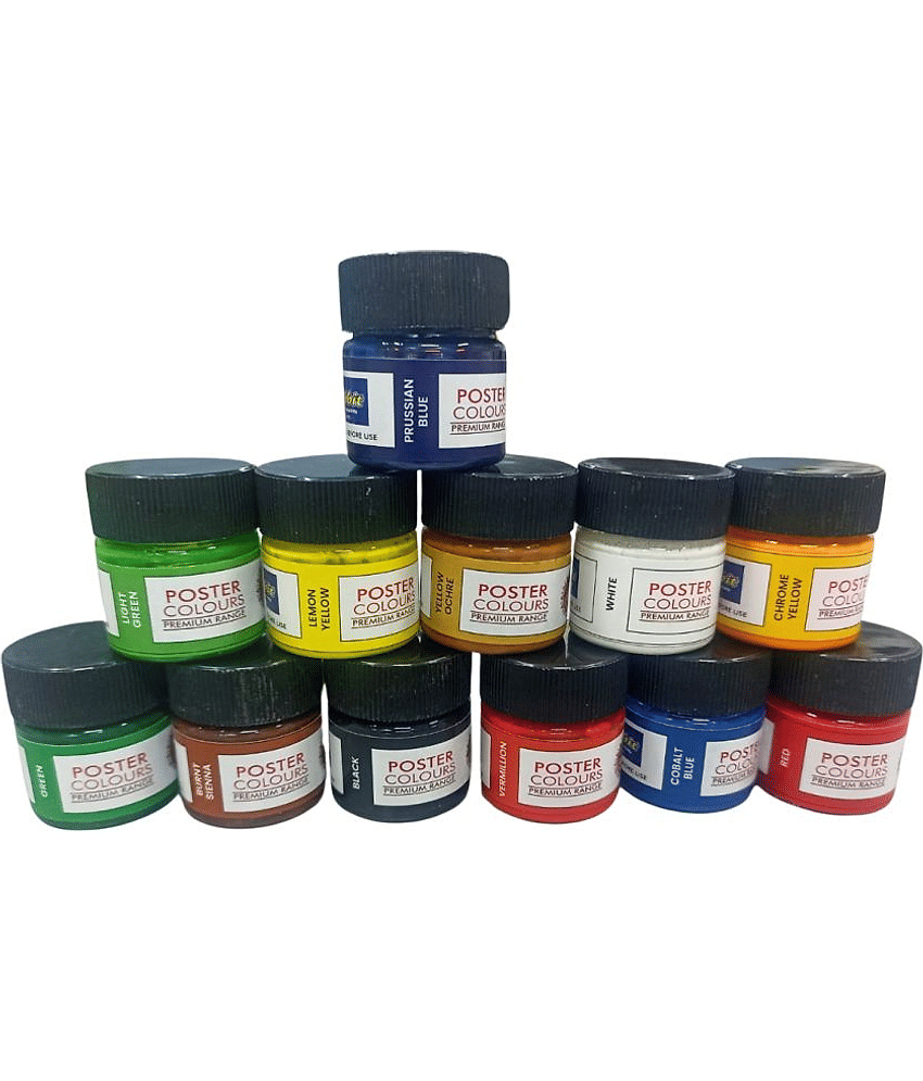 Artiggle 12 Shades Poster Colours 15ML | Rich & Vibrant Colors | Free Agigator & Brush Inside For Uniform Mixing | Non-Toxic & Safe For Childrens | Pack of 1 view 2