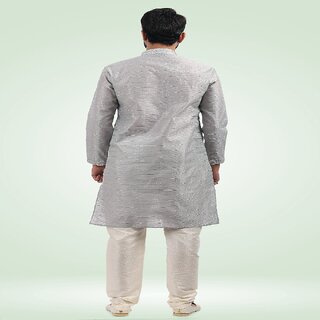 Raivat Ethnic Grey Colour Jacquard Banarasi Silk Pintux Work Kurta Pajama 1808 view 2