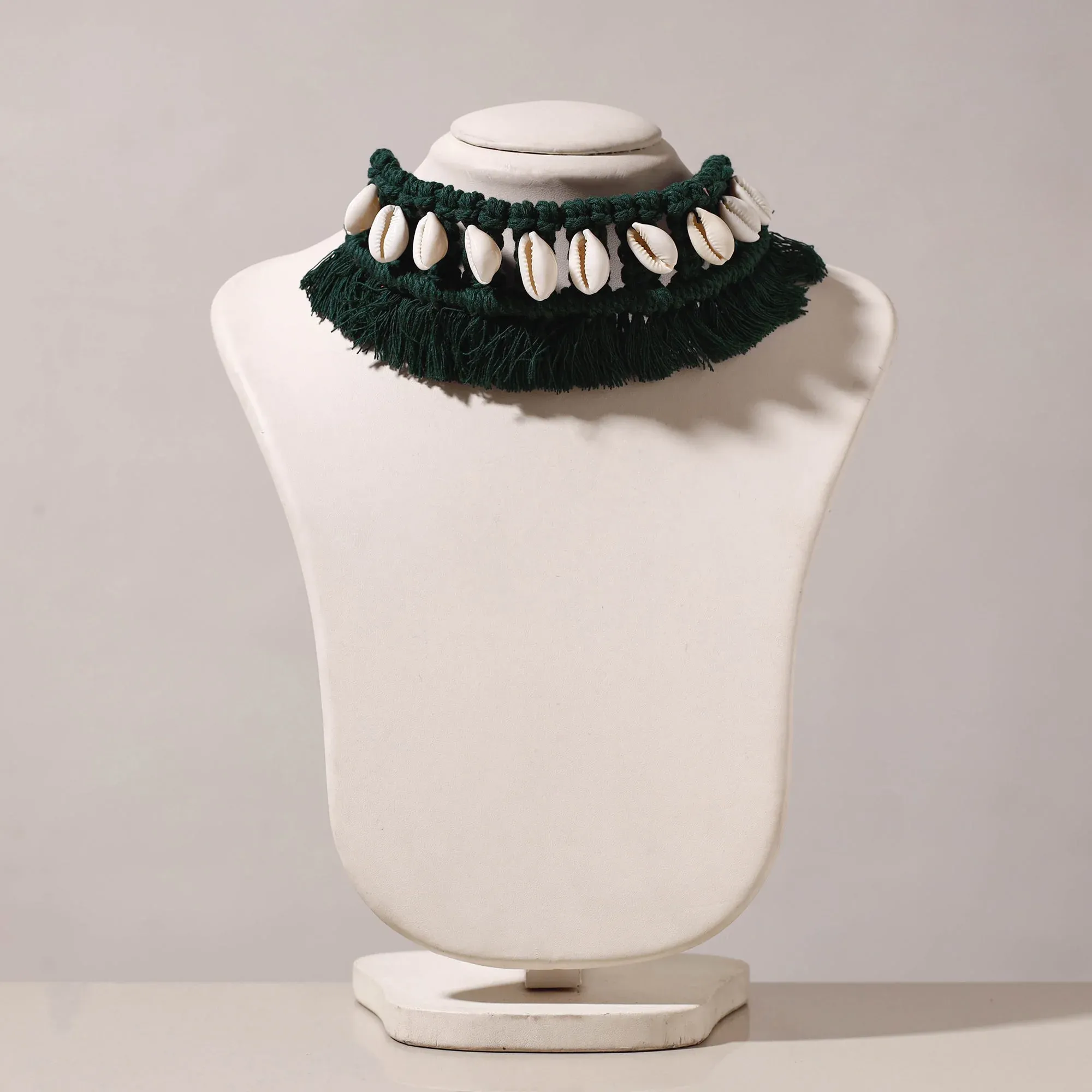 Green Thread & Seashell Handmade Macrame Choker view 2
