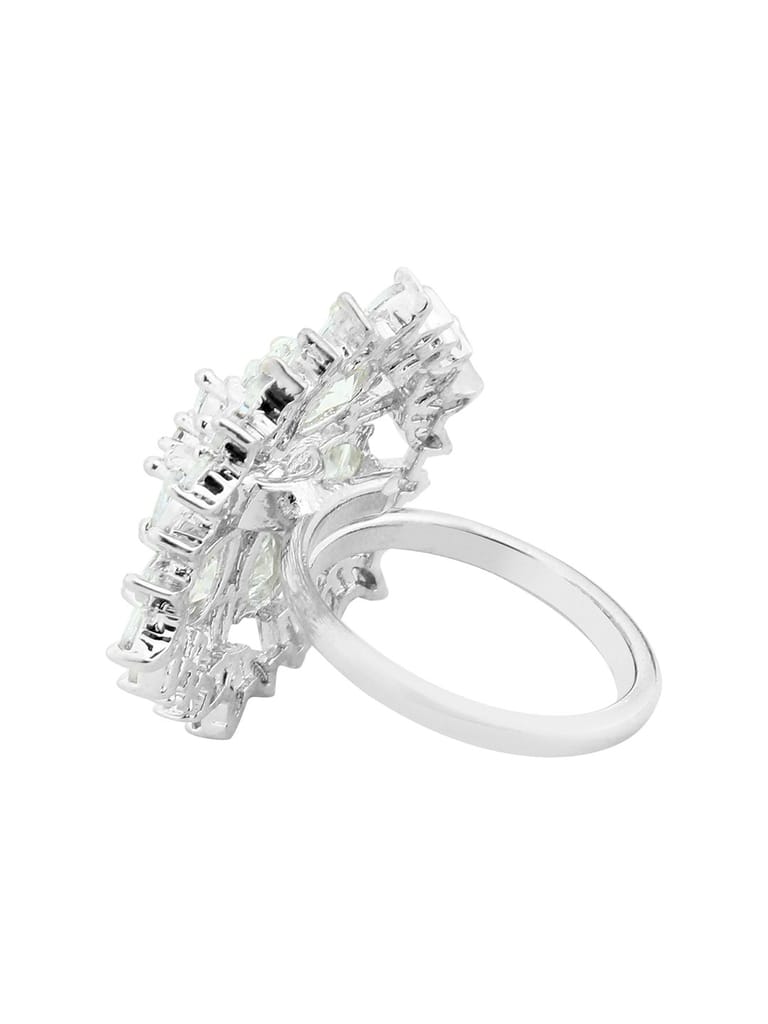 Cardinal American Diamond Brass Silver Plated Adjustable Ring view 2