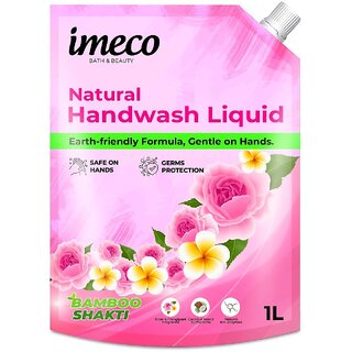 IMECO Bamboo Natural Handwash Pouch (1L), Gentle Safe on Hands, 99.9 Germs Protection